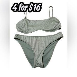 Hollister Green Metallic Bikini Set Large Top Medium Bottom 4/$16